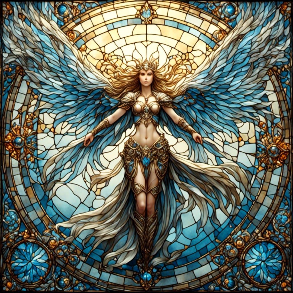 Stained Glass Nordic Valkyrie