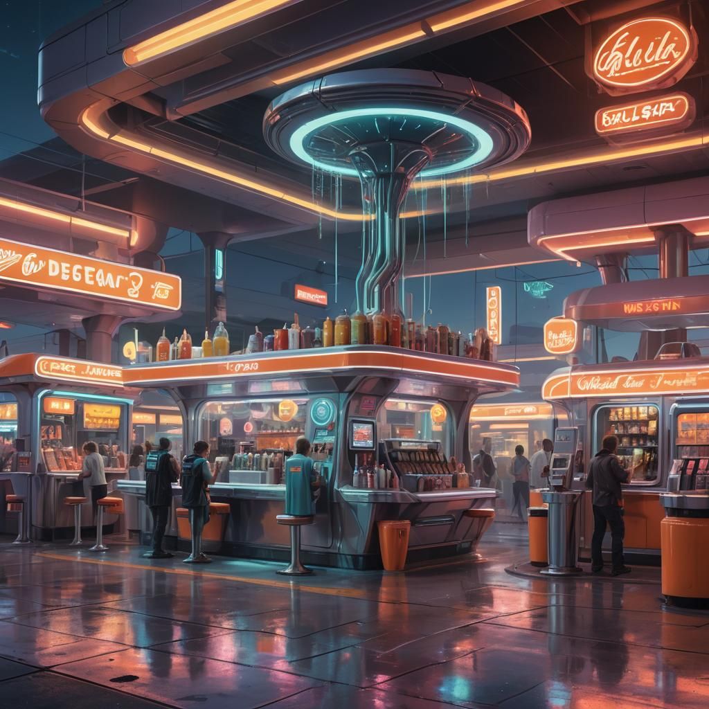 Futuristic Extraterrestrial Fuel Stop Concept Art