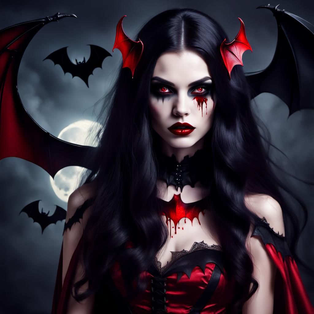 Elegant Vampire Women with Bats