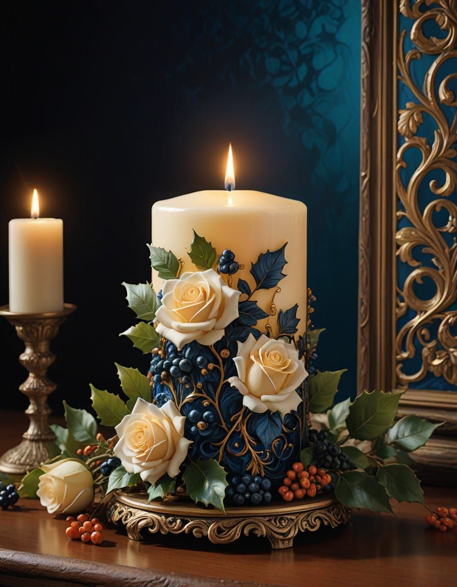 Hyperdetailed Candle in Autumnal Splendor