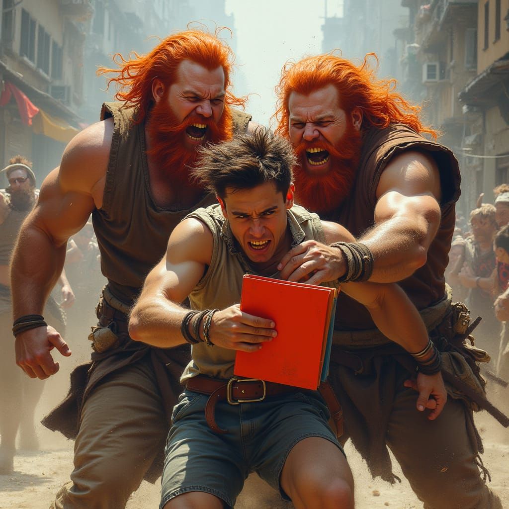 Fierce Confrontation: Two Red-Bearded Men Attack a Young Ath...