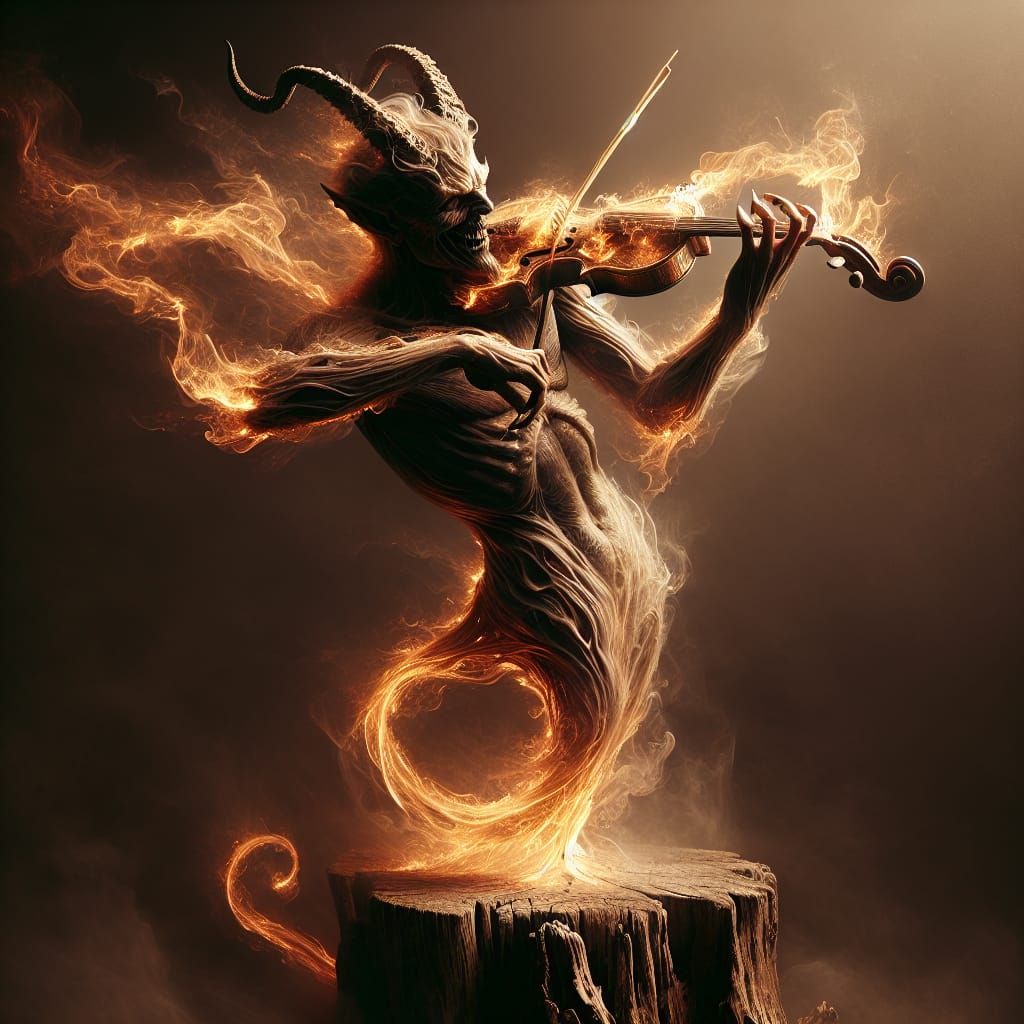 Fiery Devil Plays Golden Fiddle on Hickory Stump