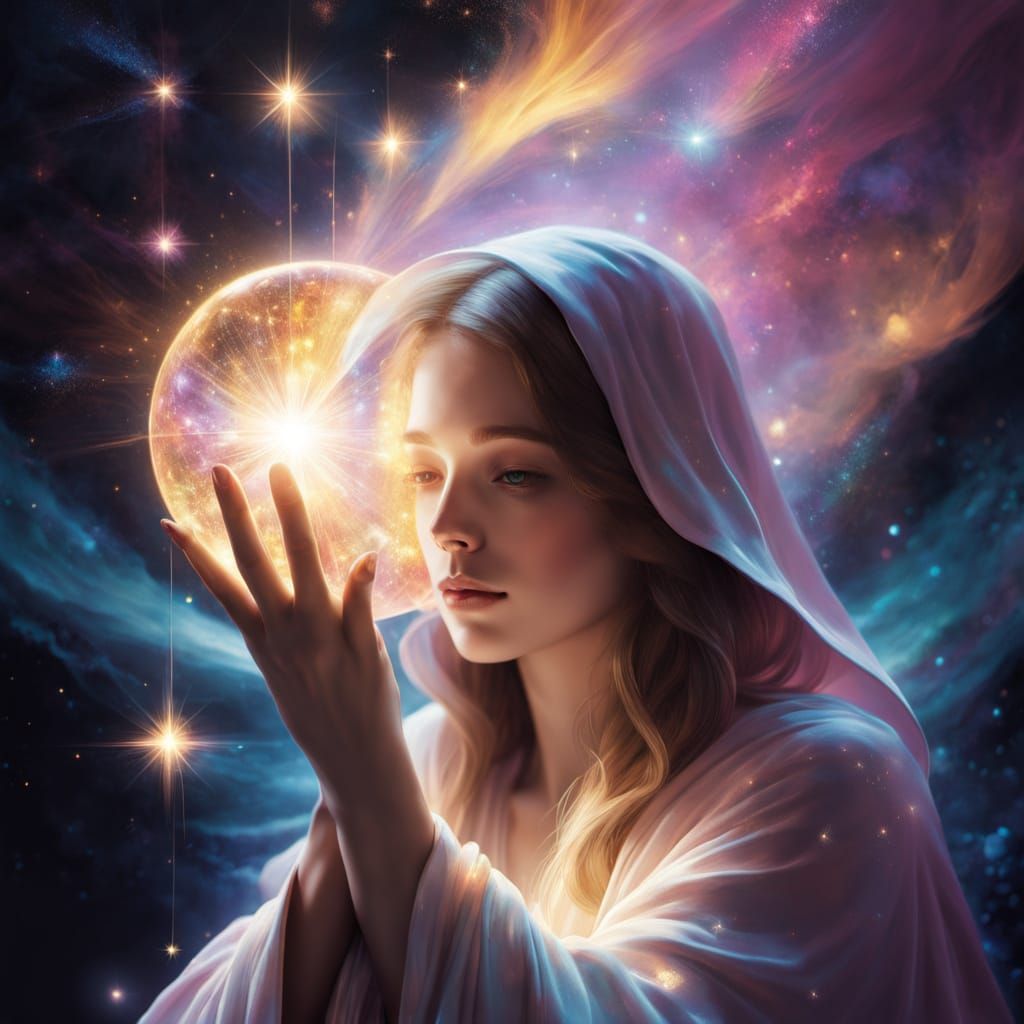 Celestial Guardian in Vibrant Oil Painting