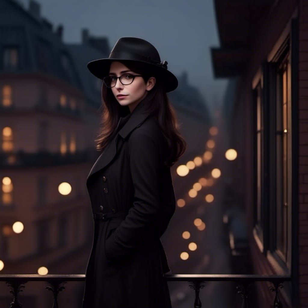 Private Investigator Overlooking City at Midnight