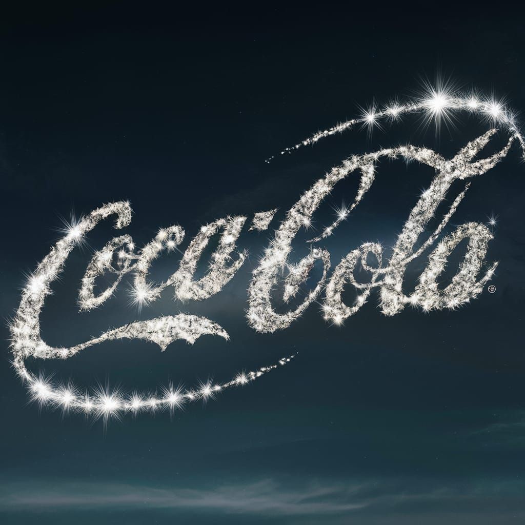 Coca-Cola Logo Made of Stars in Hyperreal Sky