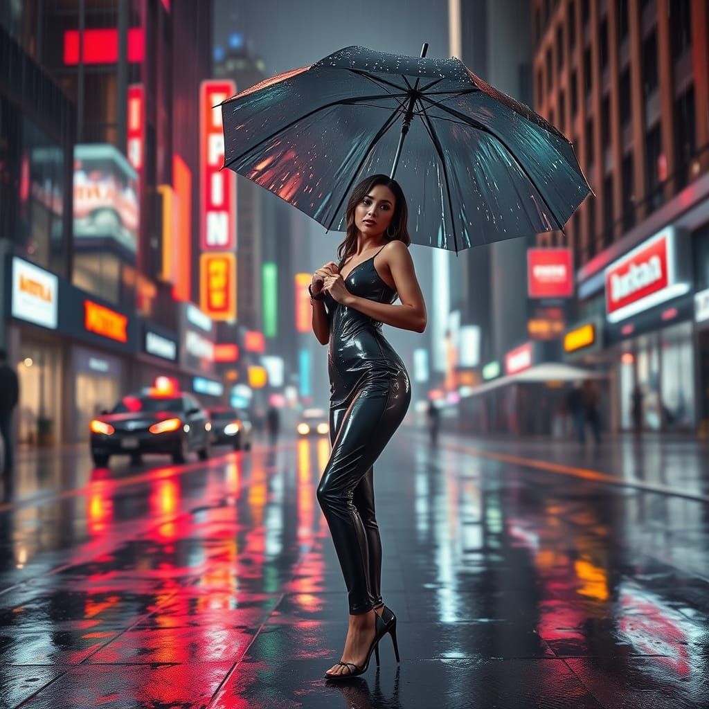 City Streets at Night in Neon Lights