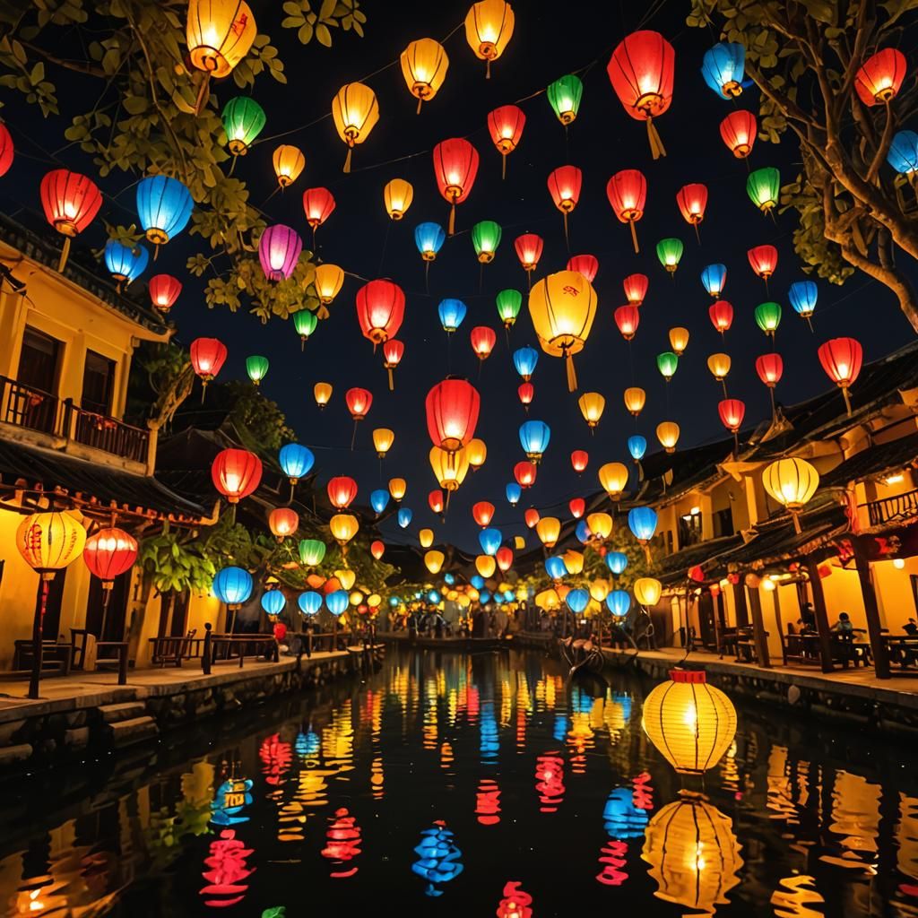 Romantic Hoi An Lanterns in Autumn Night, 4K