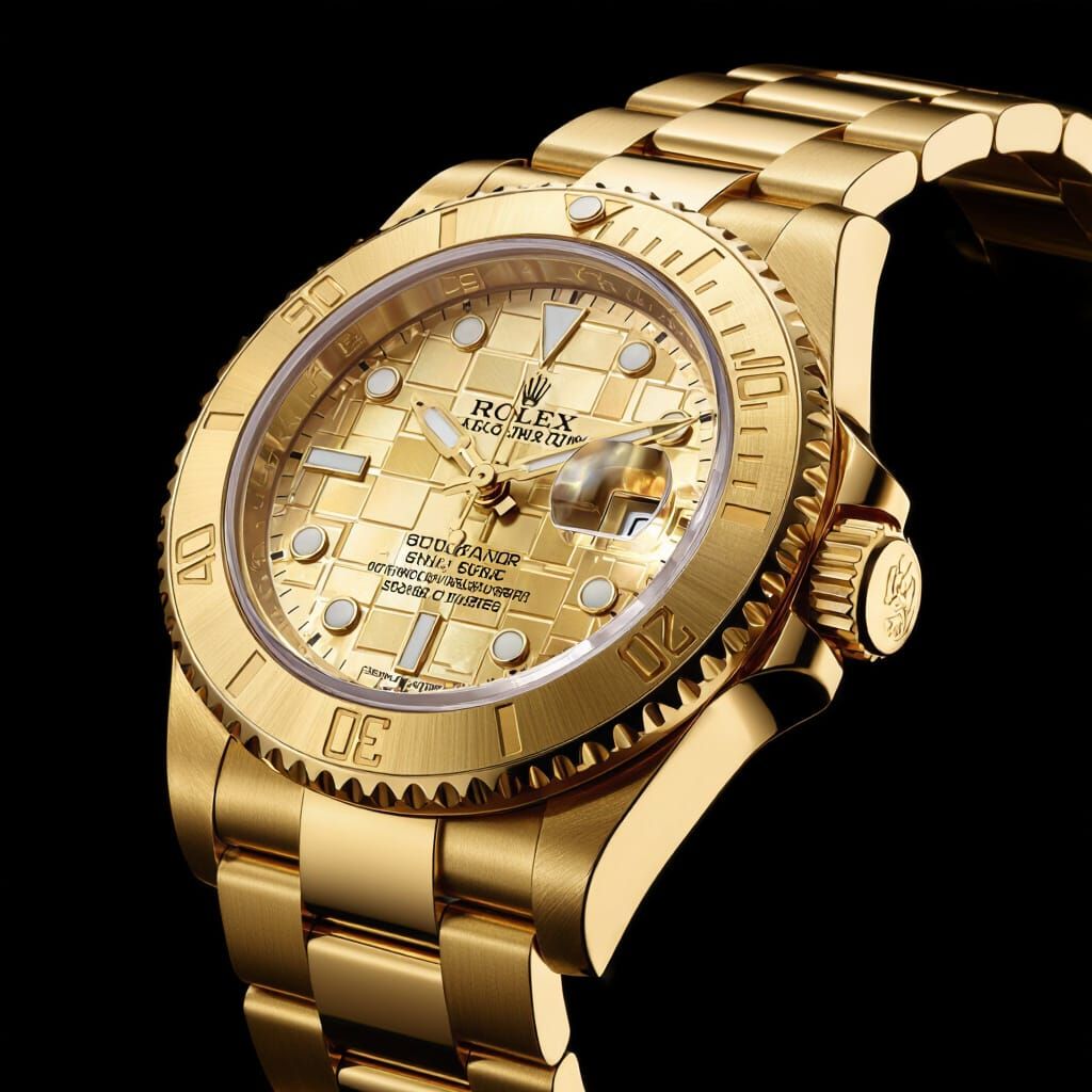 Golden Rolex Submariner with Brick Gold Bracelet