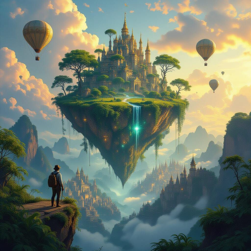 Explorer Discovers Floating Island Jungle Above Victorian Ci...