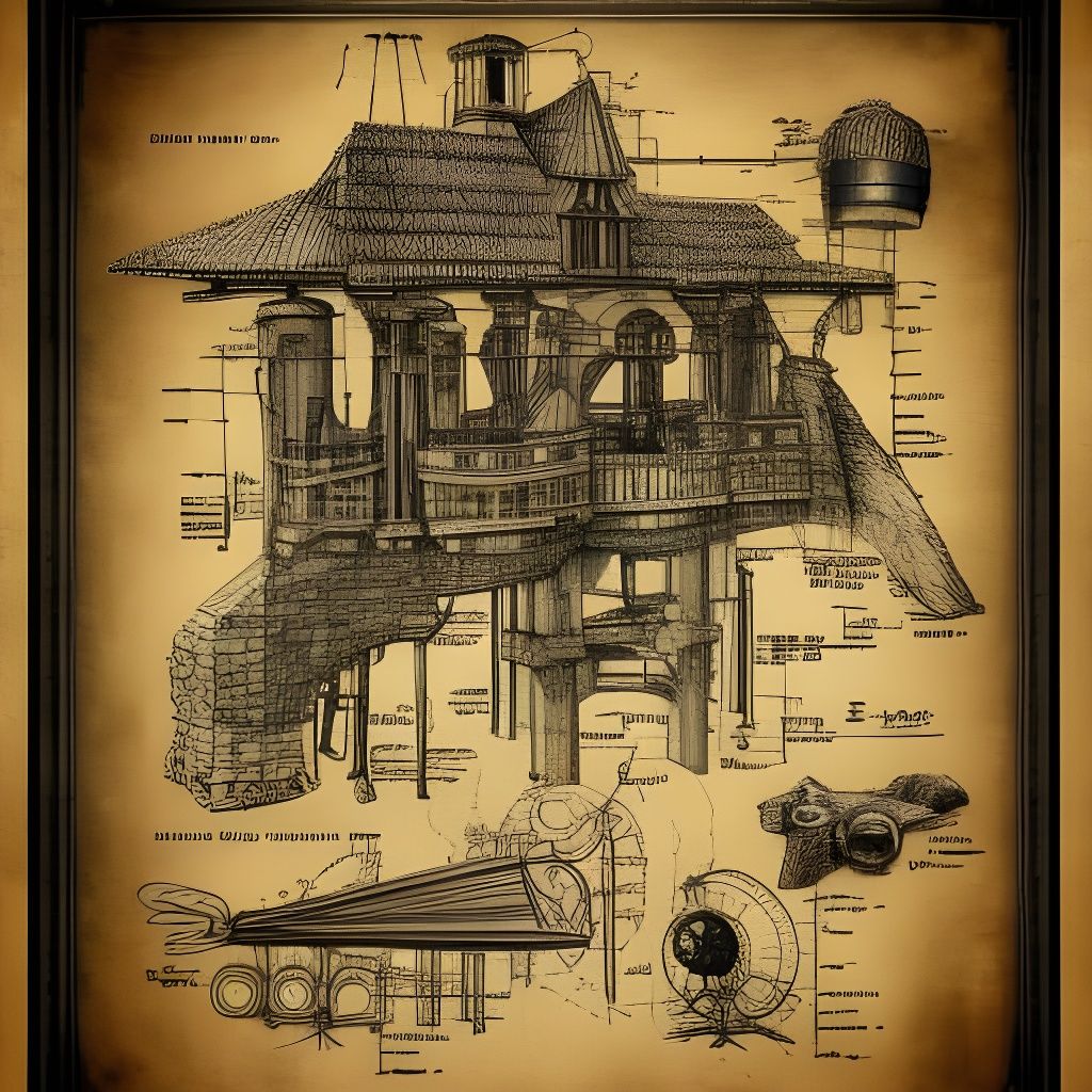 Steampunk Da Vinci Blueprint Fantasy Design