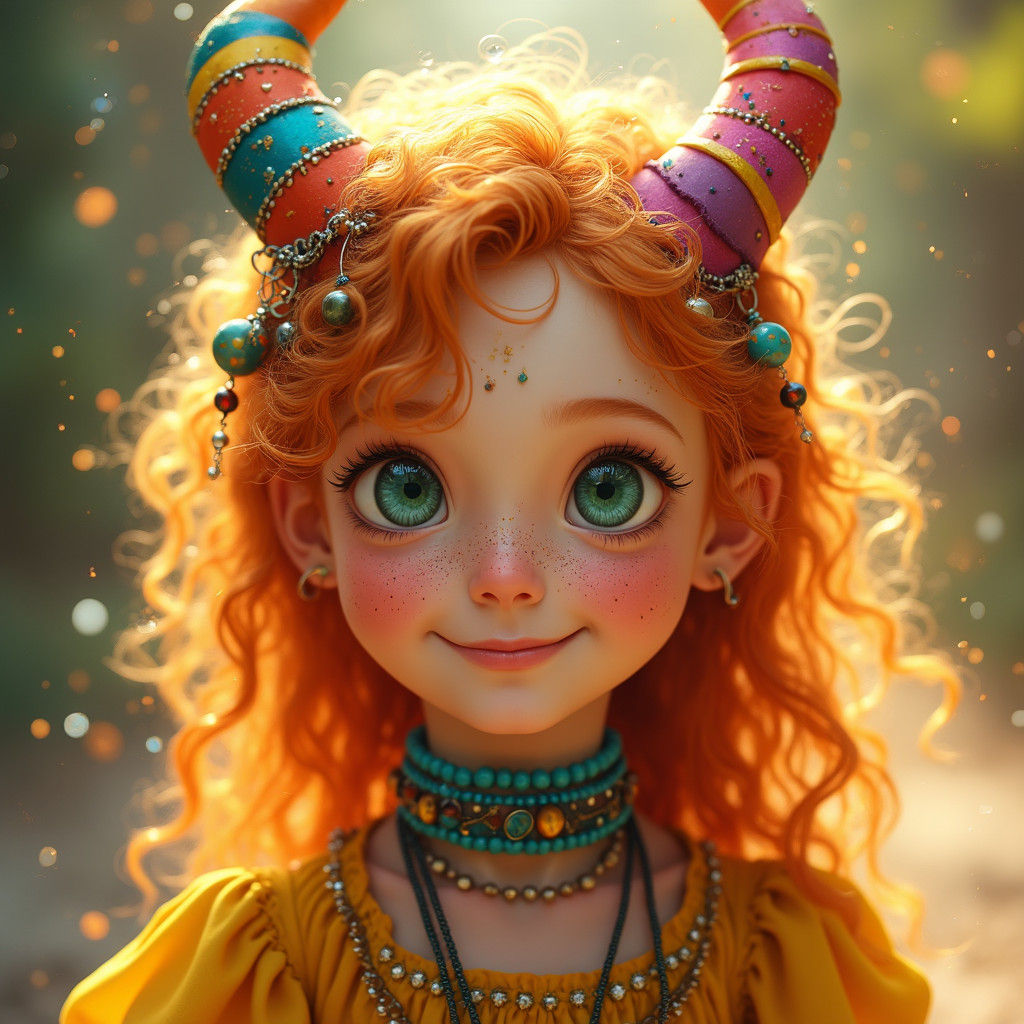 Radiant Girl with Bubbles and Sparkling Particles