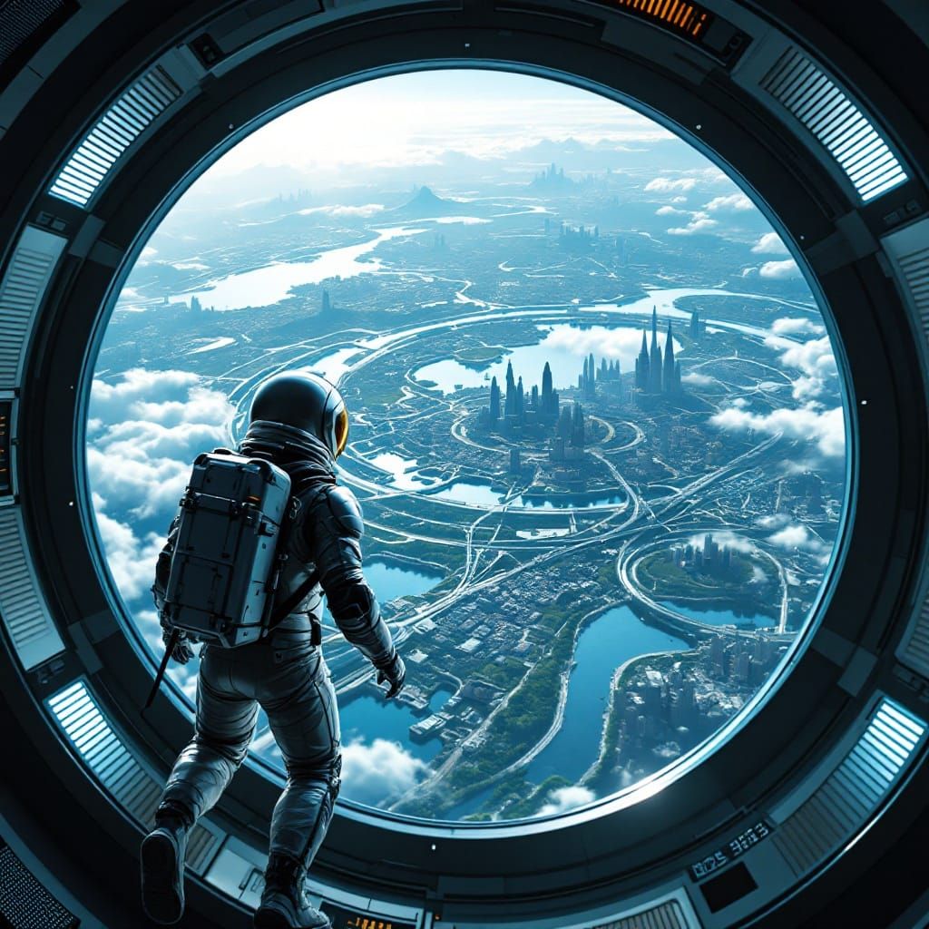 Future Astronaut Contemplates Transformed Earth from Space S...