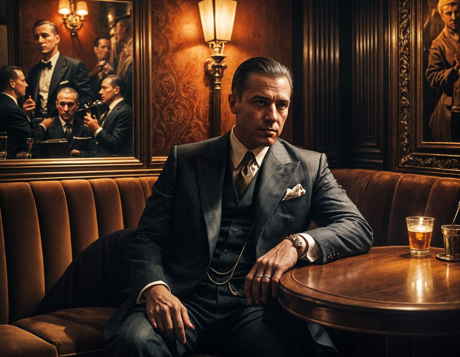 1920s Mobster in Speakeasy Oil Painting