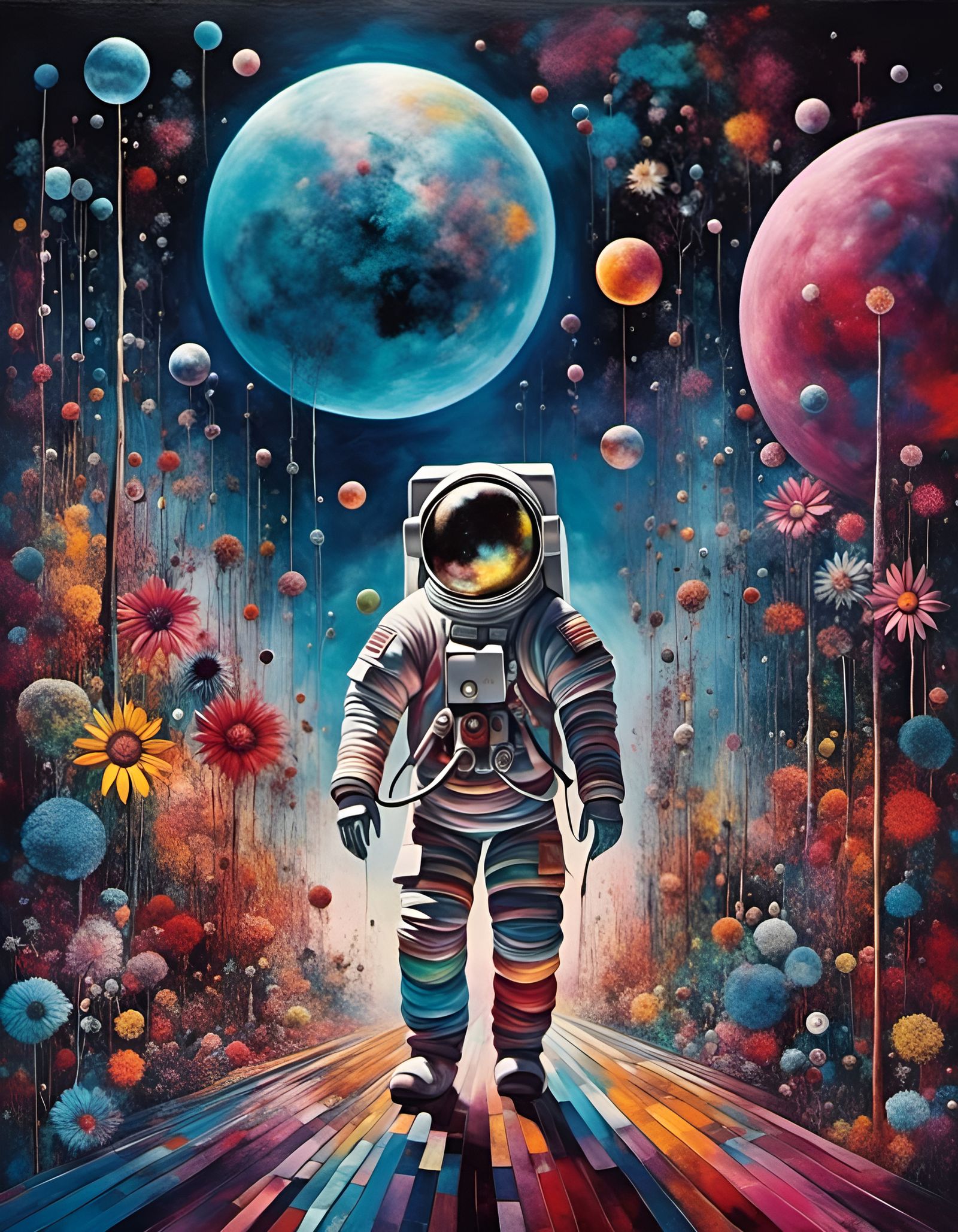 Red Riding Hood's Synthwave Moonwalk in Oil