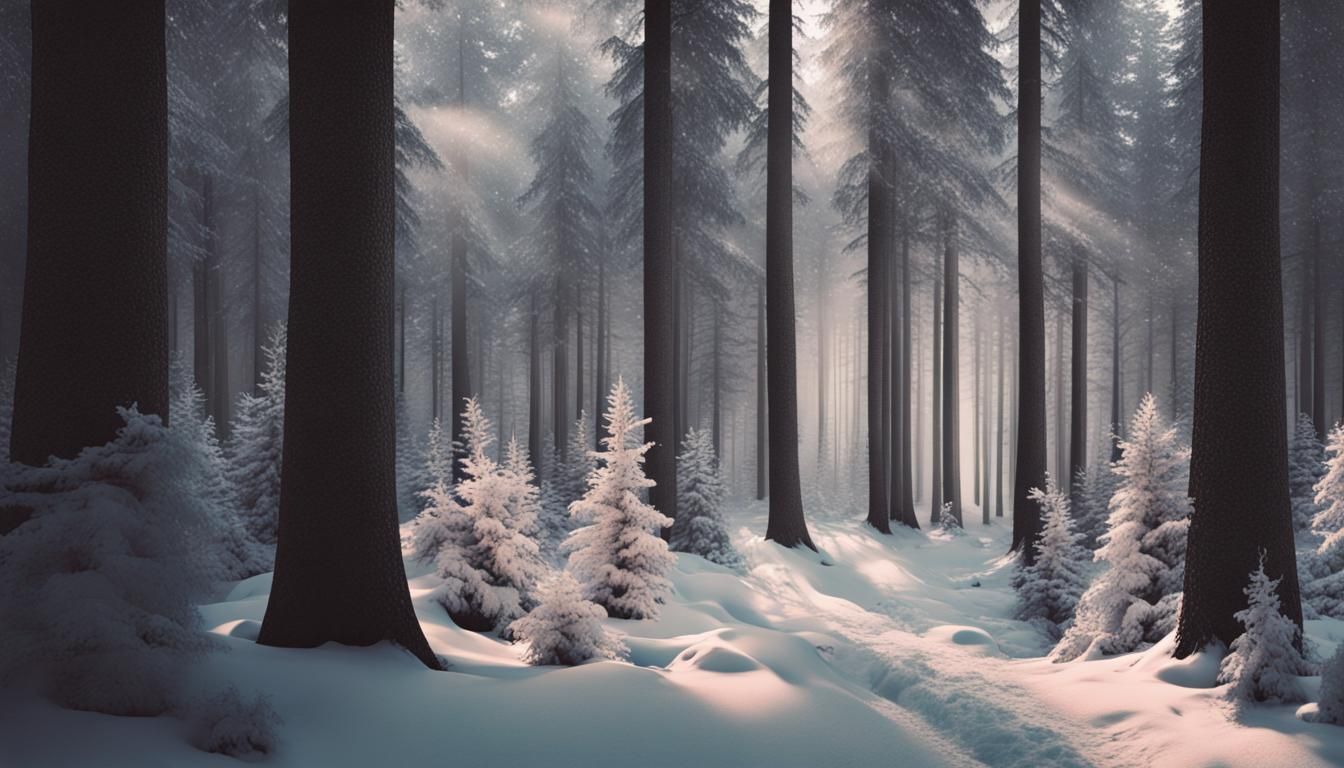 Snowy Forest Aesthetic Winter Scene