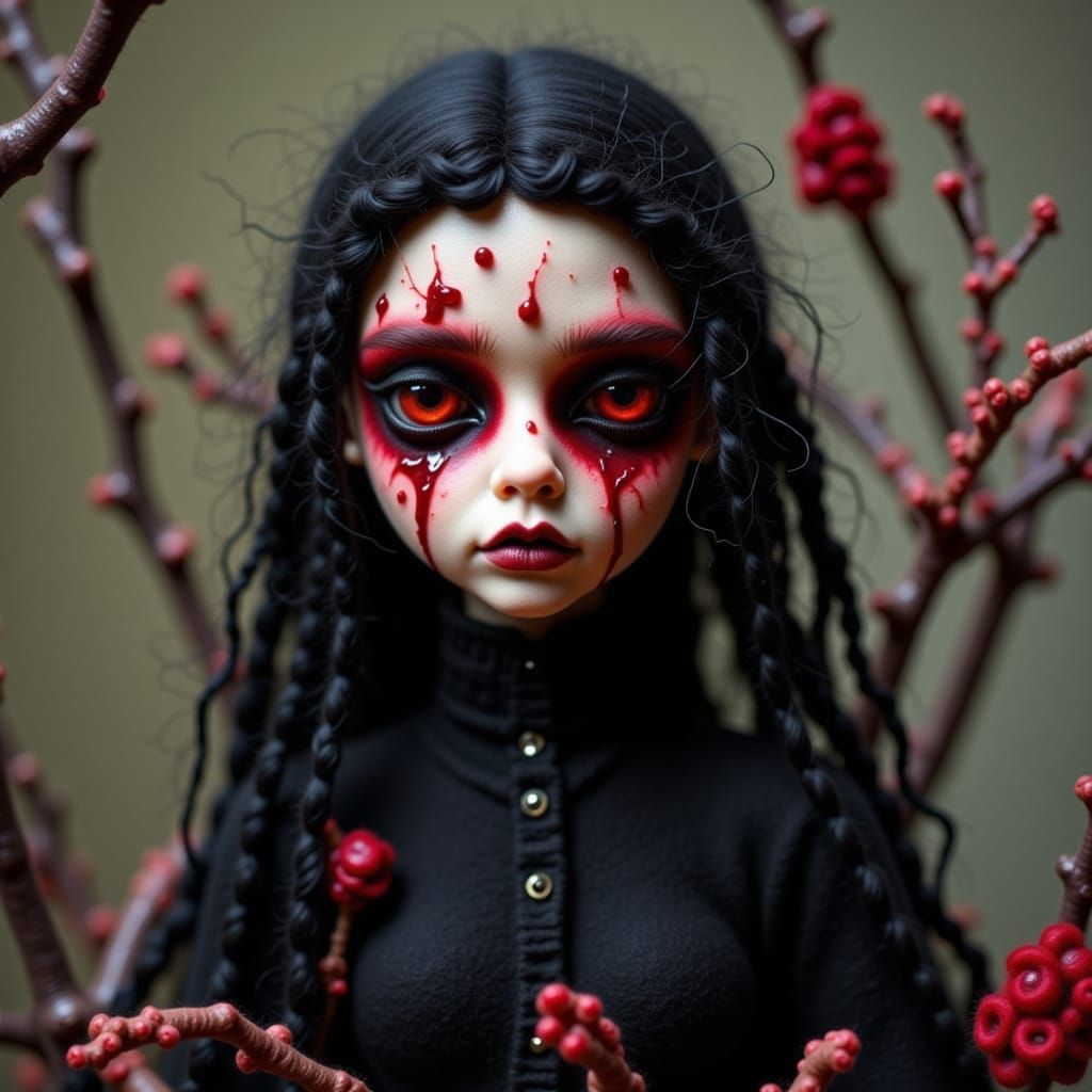Eerie Felted Doll Infused with Evil Curse