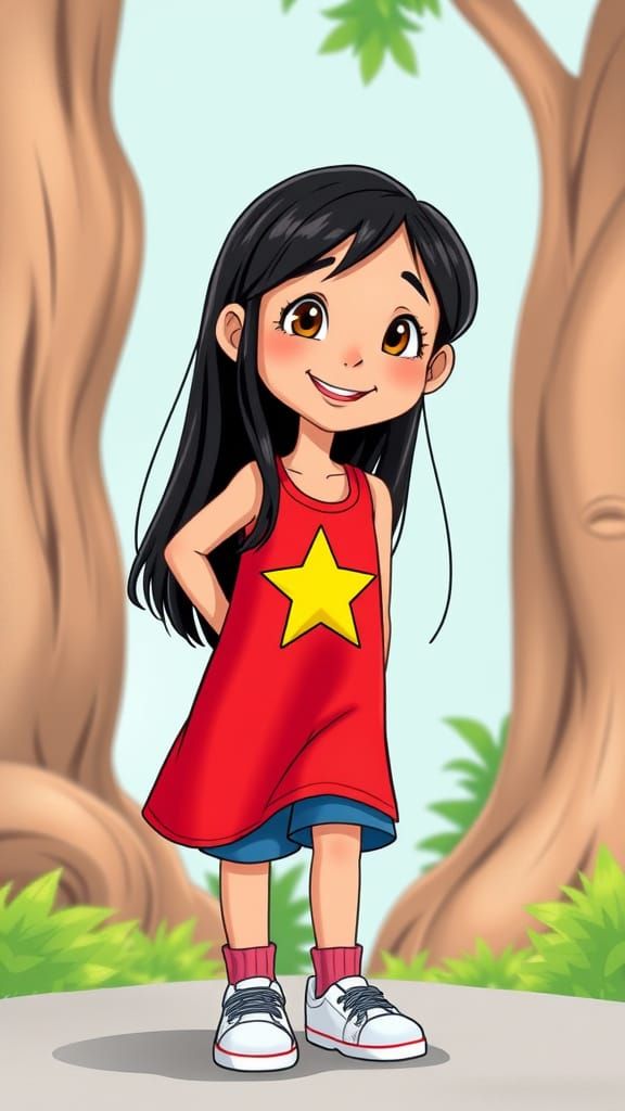 Vietnamese Girl in Don Bluth Animation Style