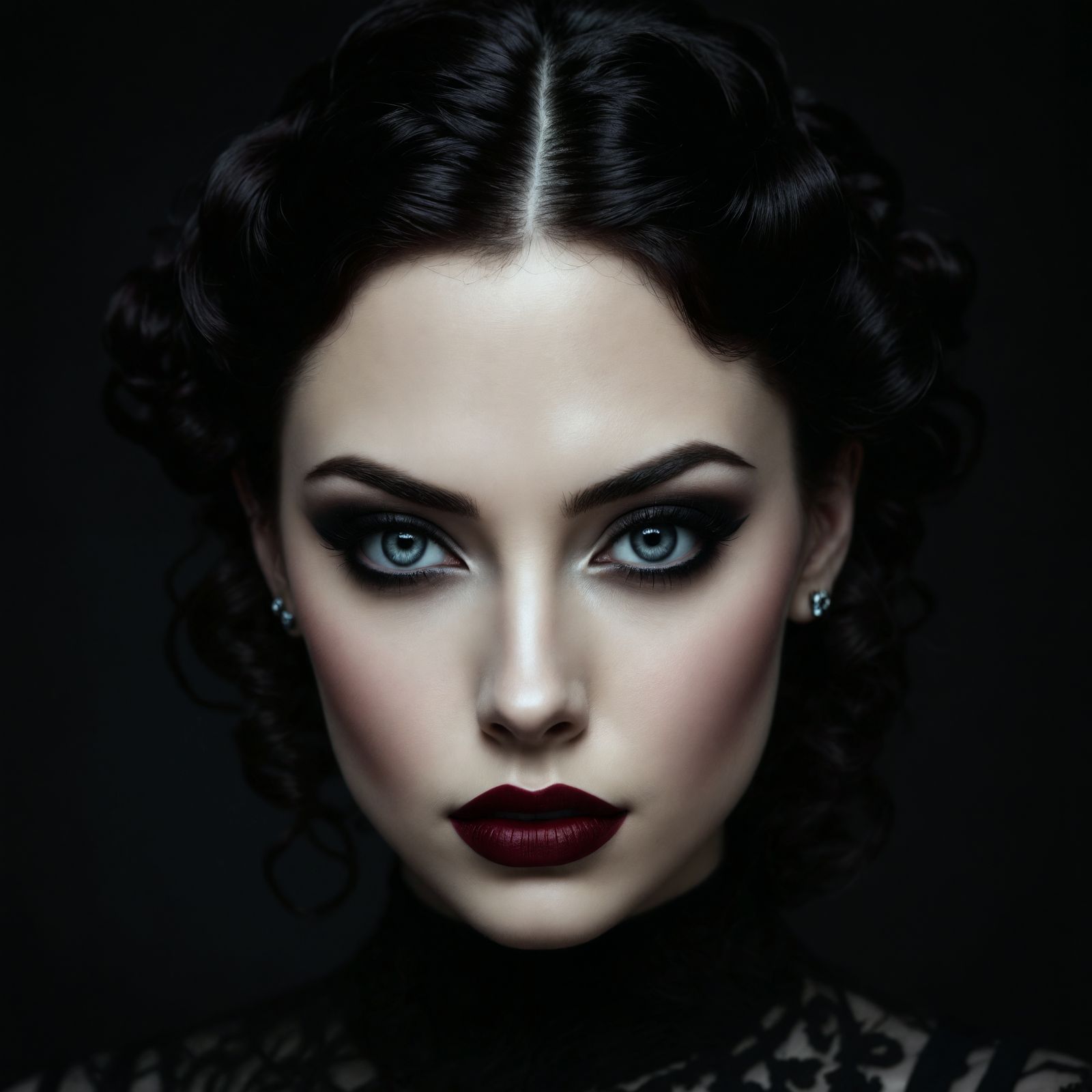 Gothic Portrait of Woman with Piercing Eyes