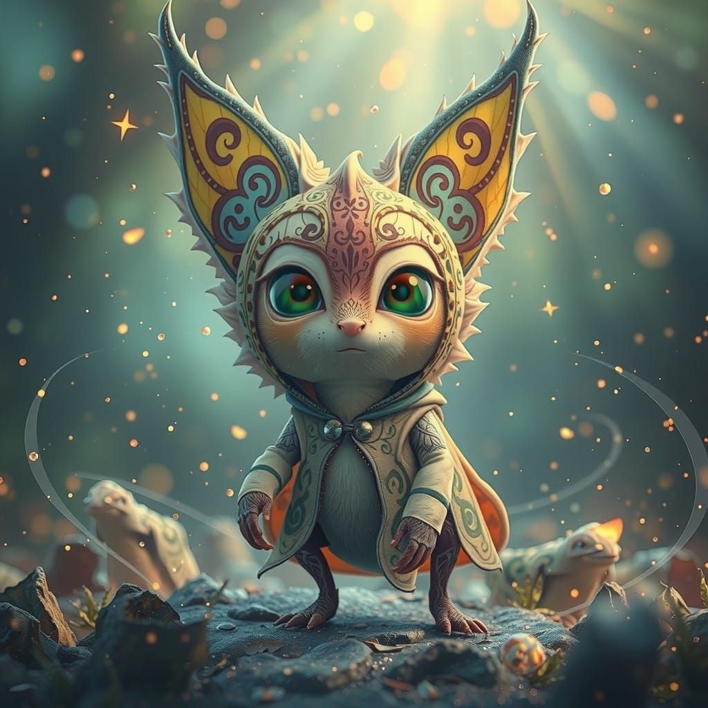 Enchanted Firefly Guardian in a Swirling Vortex of Light