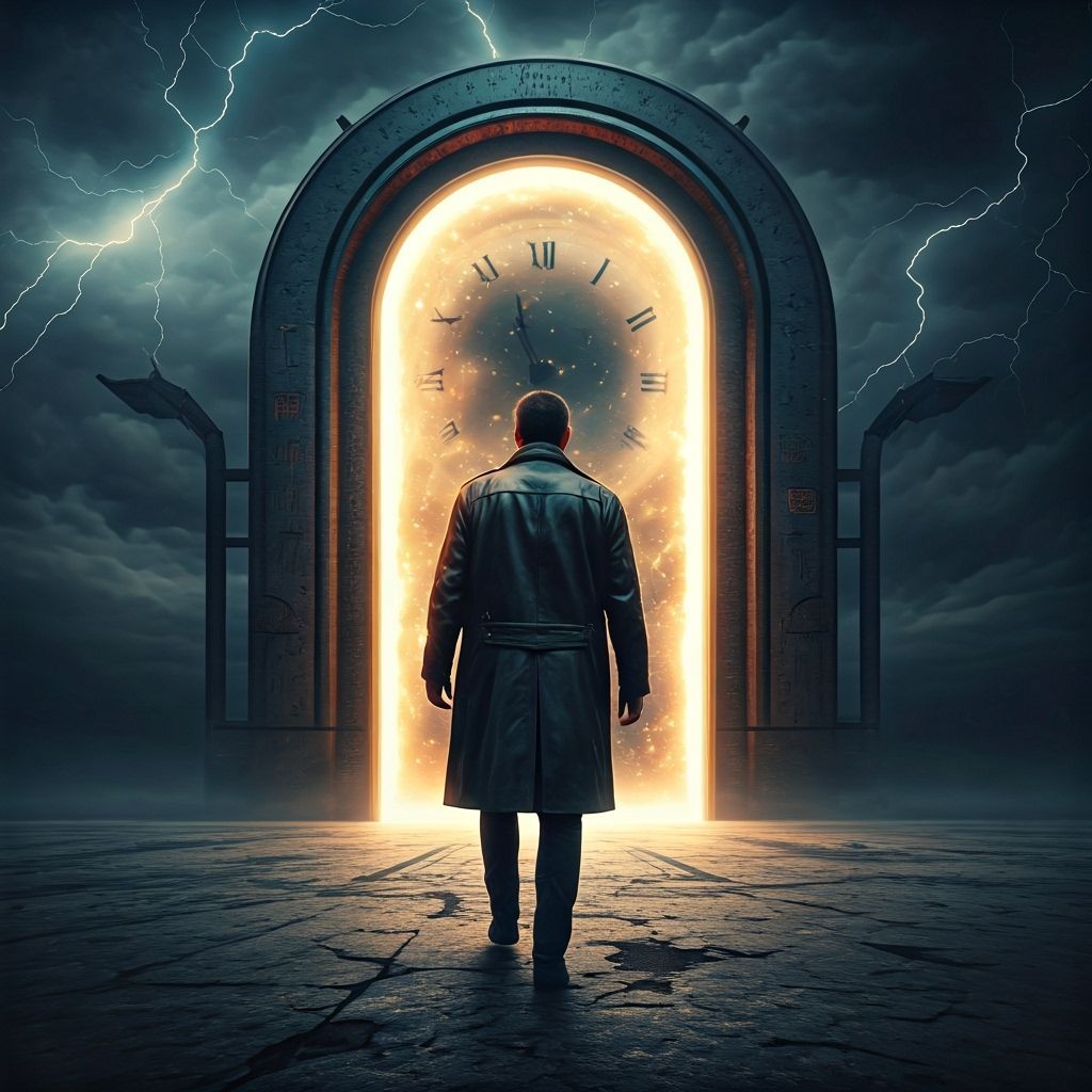 Time Traveler Steps Through Portal in Apocalyptic Storm