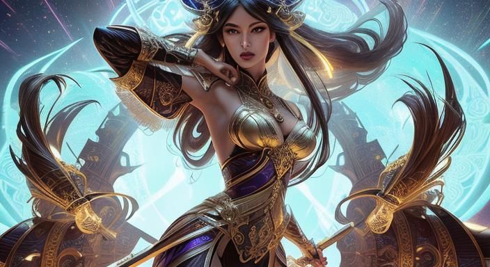 Vampire Assassin in Surreal Landscape, Pulp Fantasy