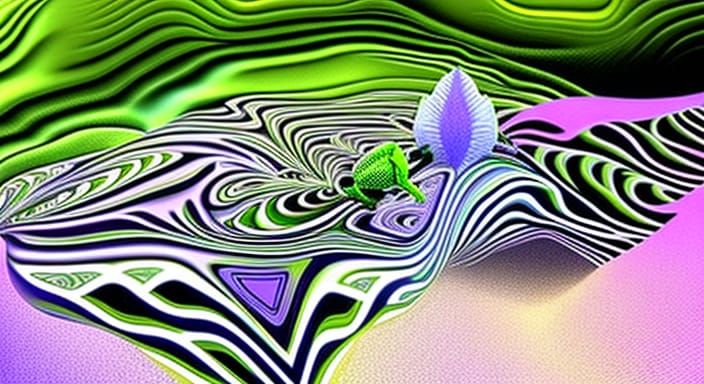 Fractal Green Tree Frog with Crystalline Structure
