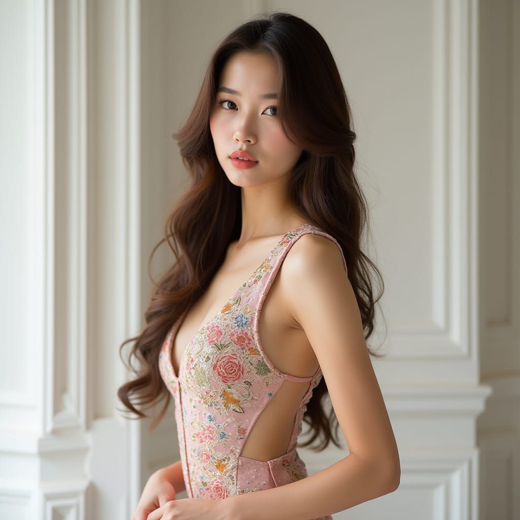 Elegant Hmong Woman in Art Nouveau Style