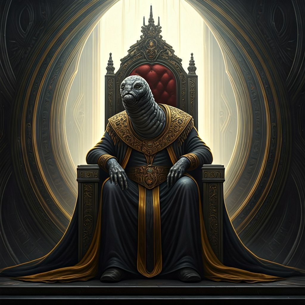 Worm King on Throne in Biomechanical Style