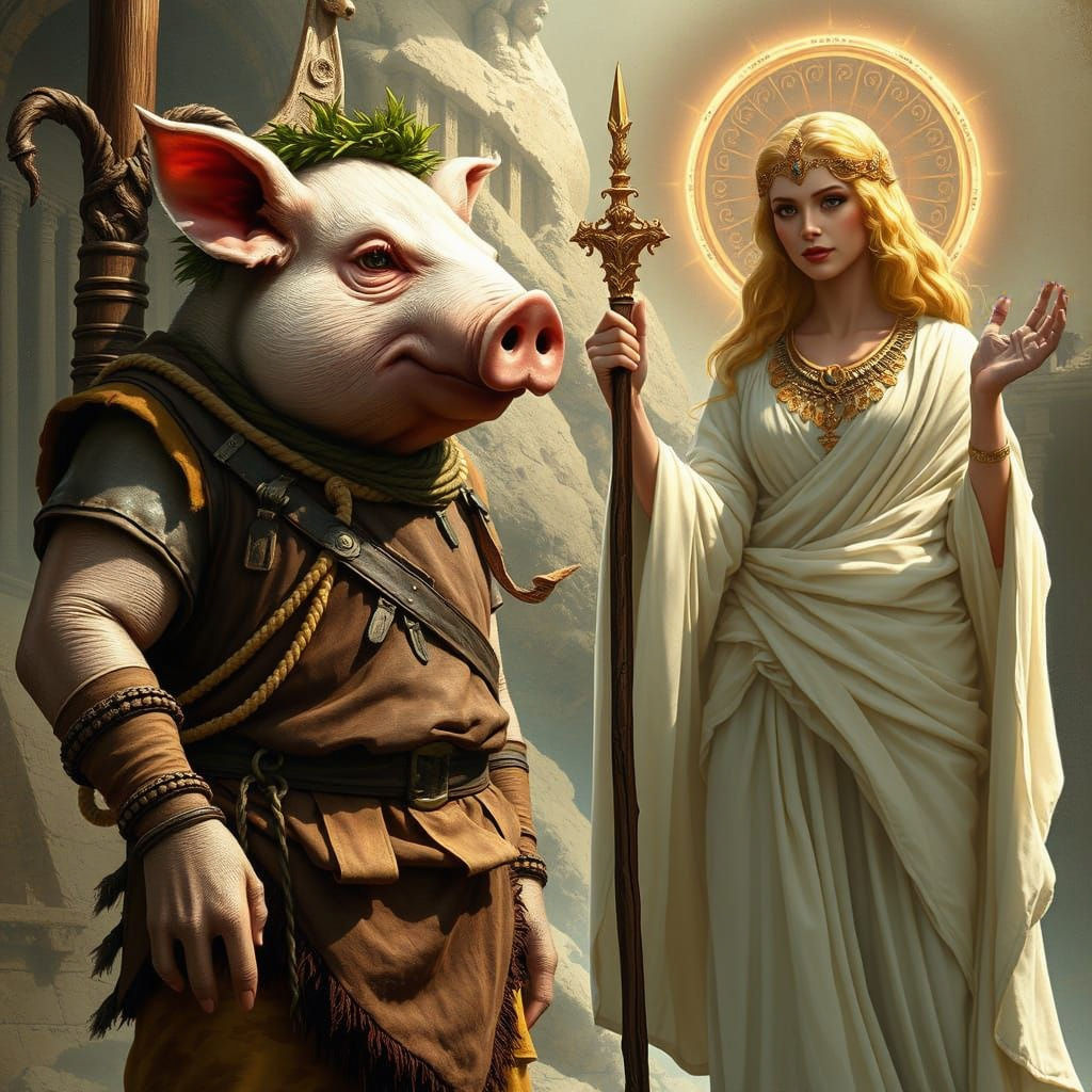 Ancient Odyssey Pigman Meets Sorceress Circe