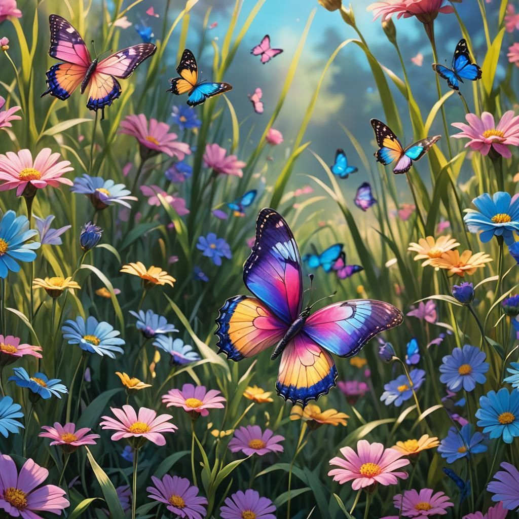 Butterfly Garden in Pixar Style Concept Art