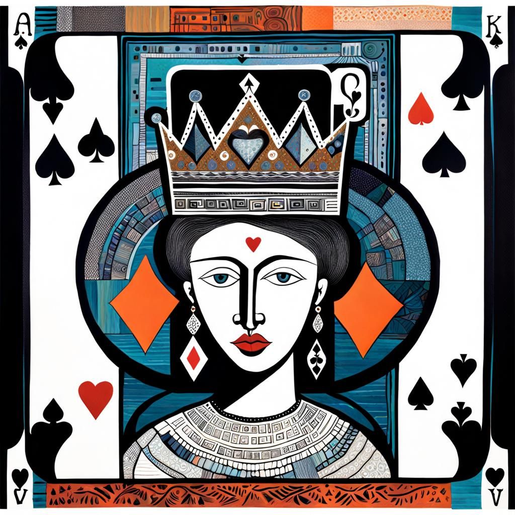 Whimsical Crowned Card in Folk Art Style