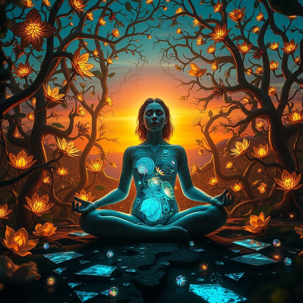 Dreamlike Encounter of Mystic Woman and Fantastical Creature...