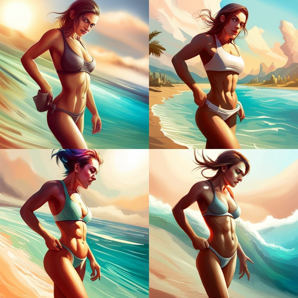 Monster piranha Girl rider in bikini