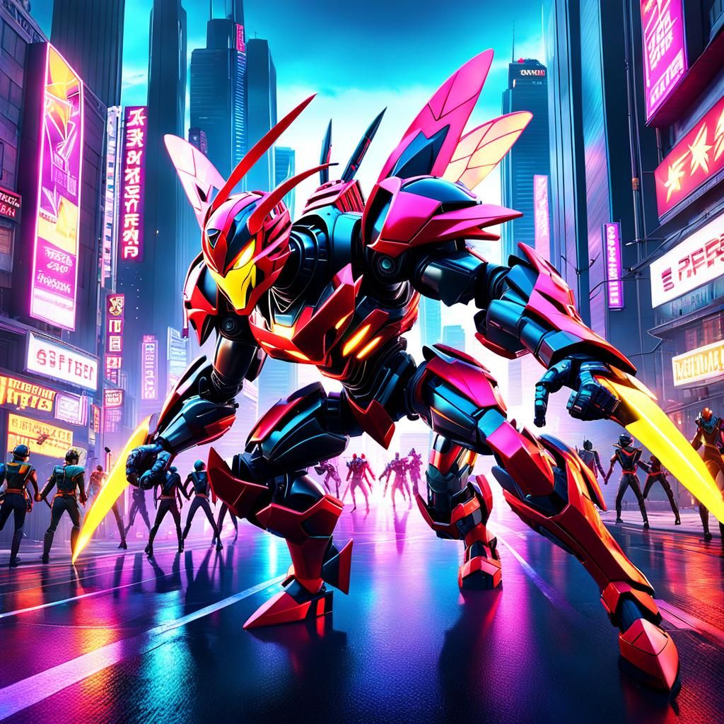 Power Rangers Battle Giant Bugs: Anime Concept Art