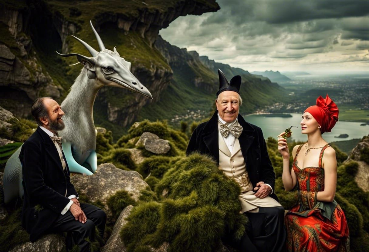 Surreal Alien Restaurant Celebration in Hyper-Real Detail