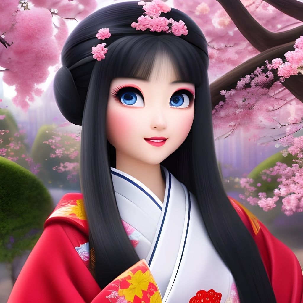 Pixar Princess with Kimono in Spring