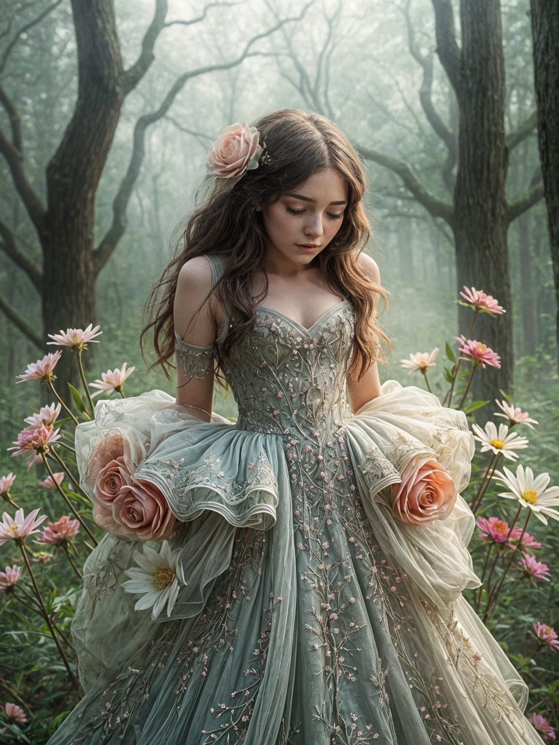 Ethereal Fantasy Portrait in Whimsical Digital Art Style