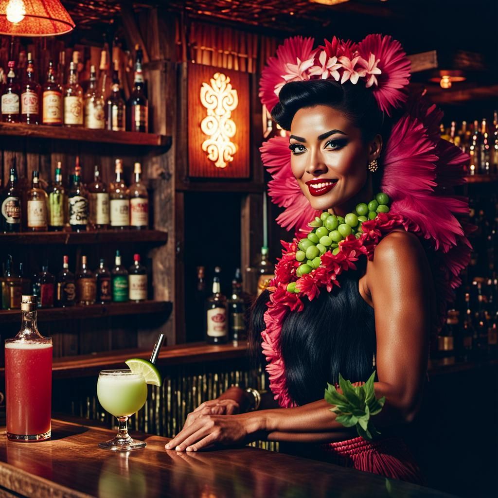 Cinematic Tiki Bar Girl Film Still