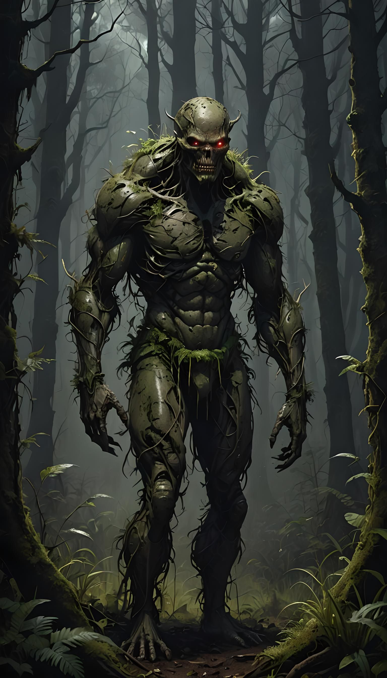 Eerie Forest Creature in Ominous Digital Art