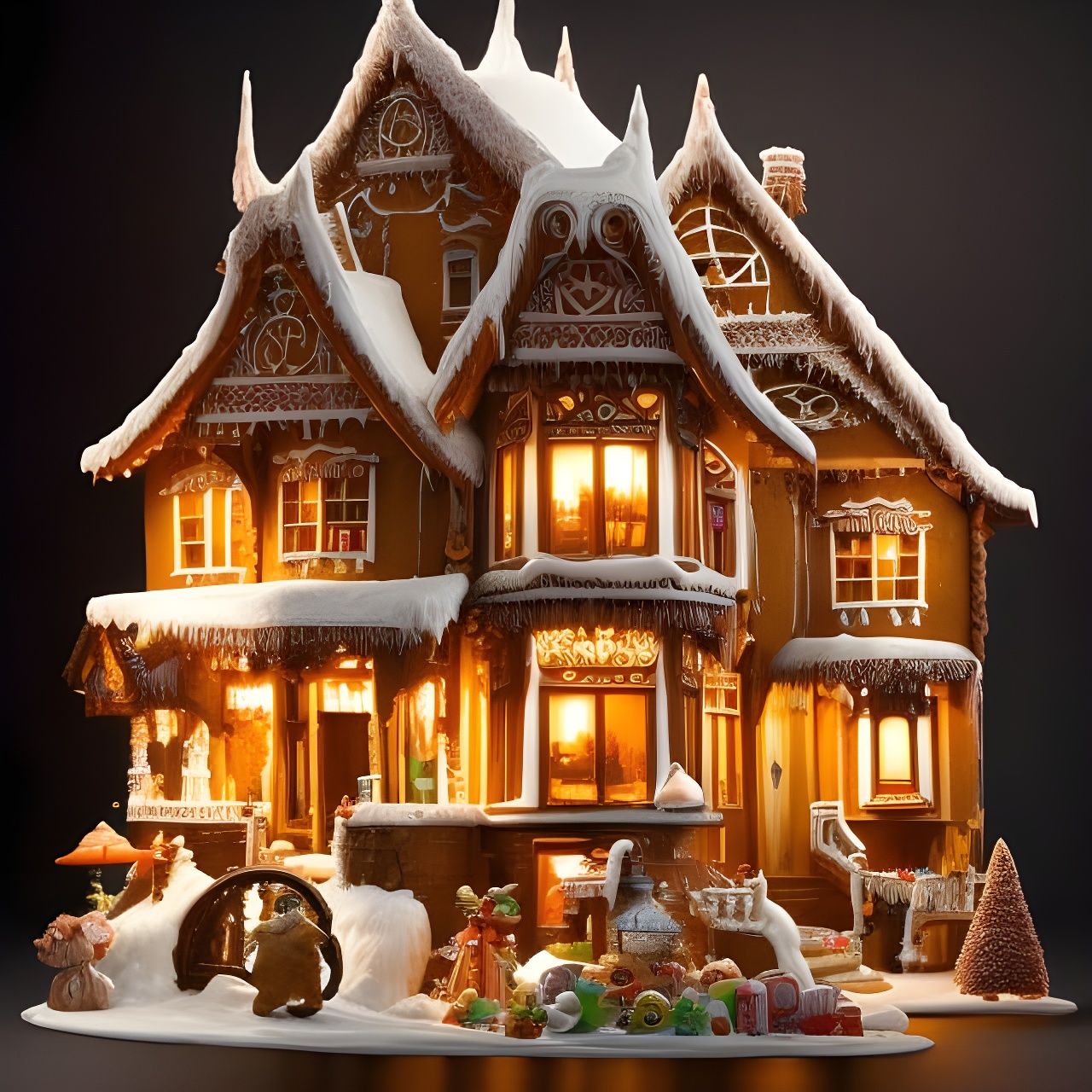 Intricate Gingerbread House, Professional Photography Master...