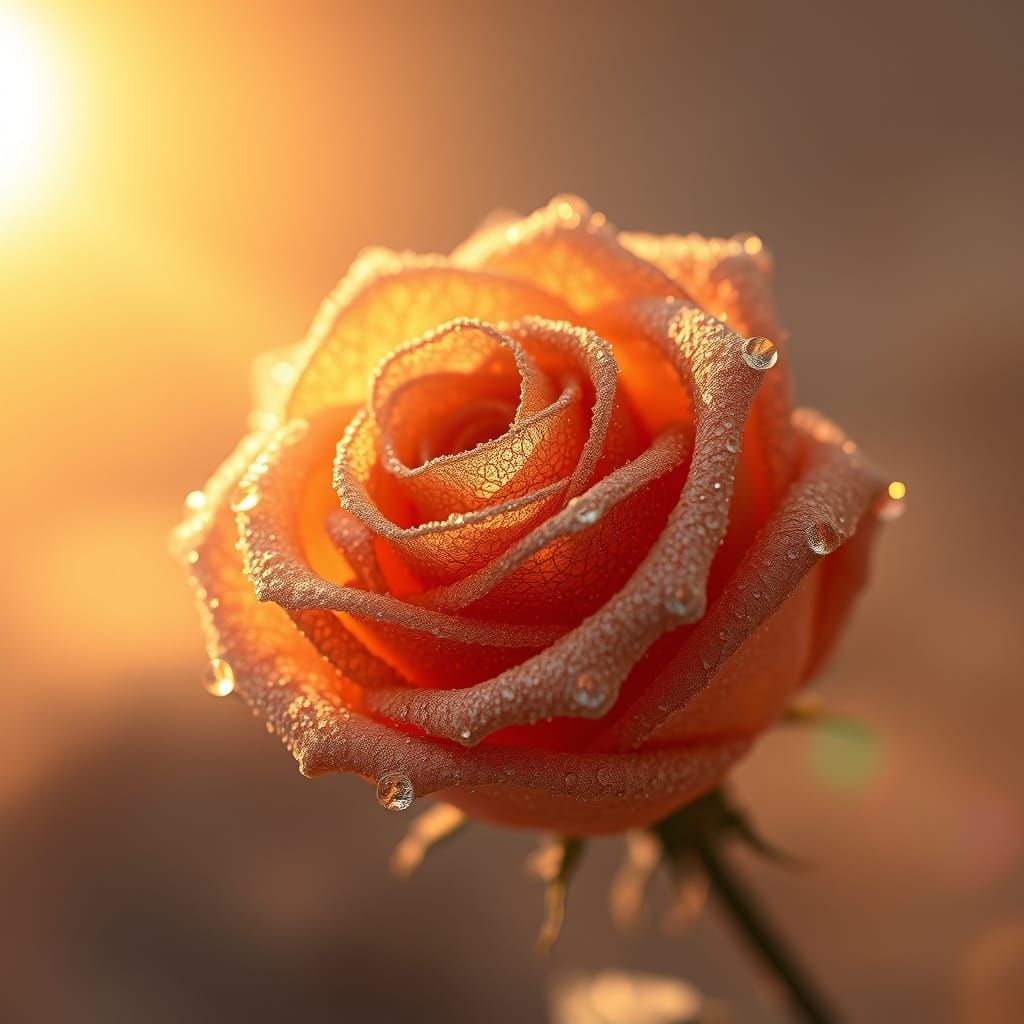 Surreal Macro Rose Blooms in Golden Light