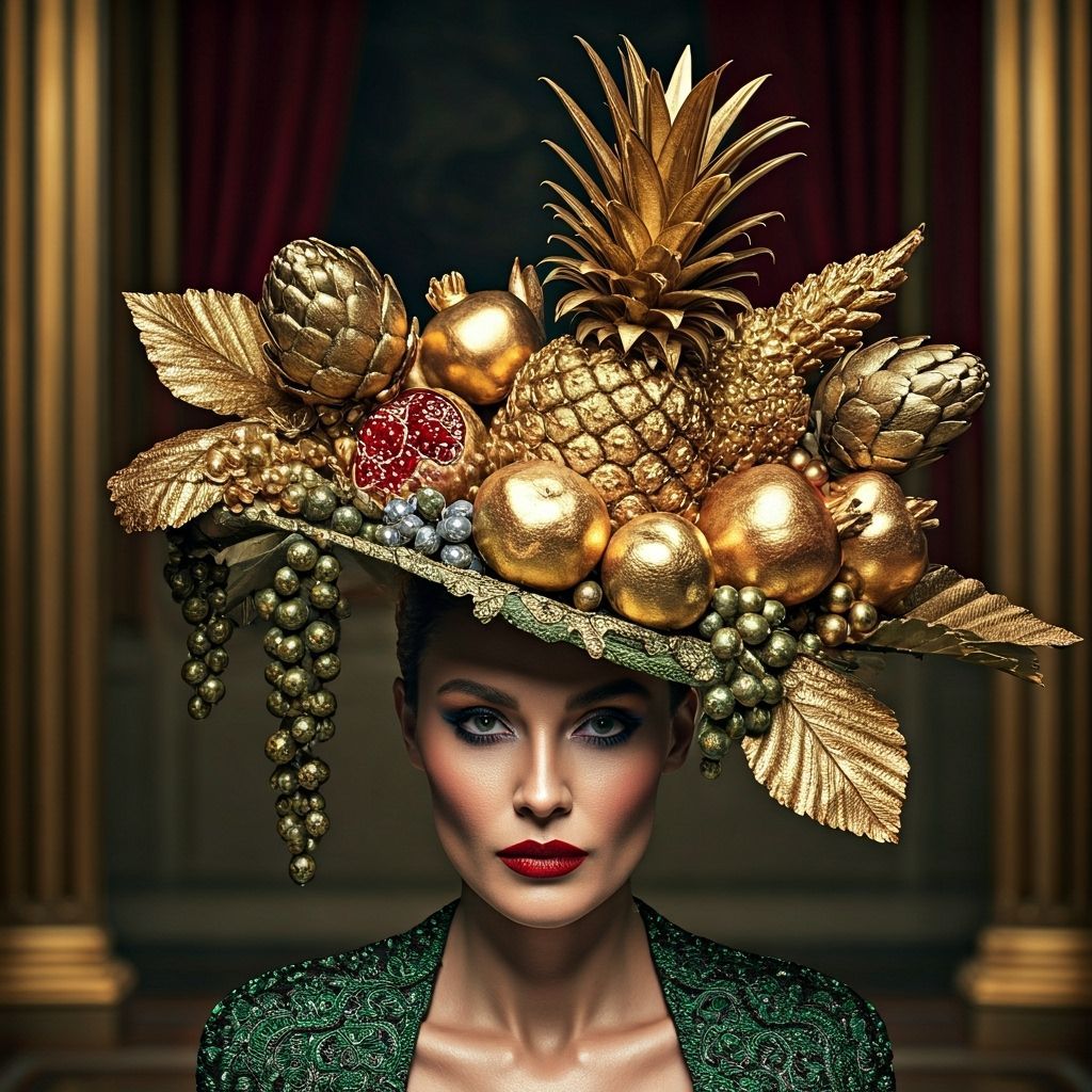 Fashion Model With Opulent Cornucopia Hat