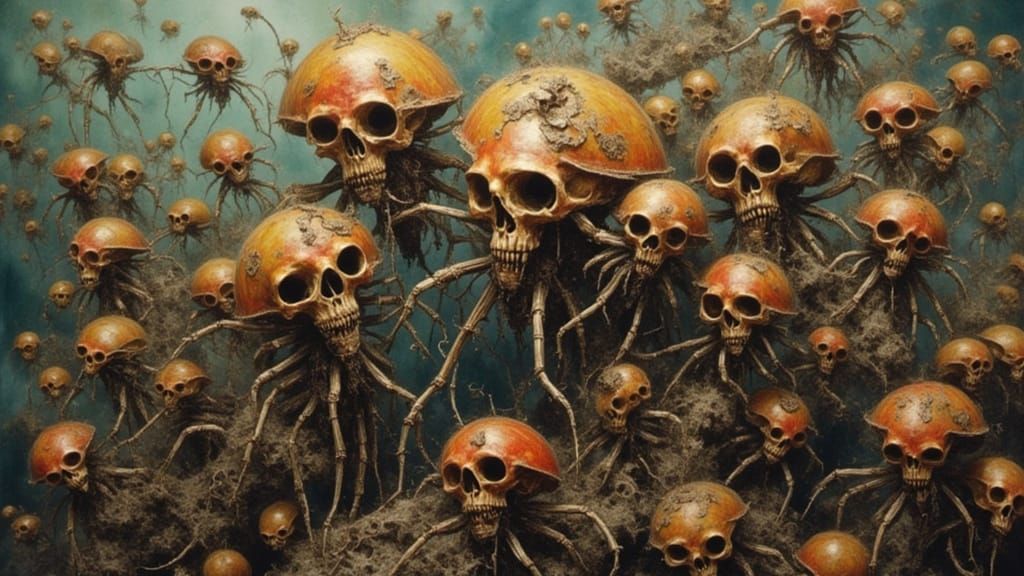 Killer Insects Swarm in Oil Painting Style