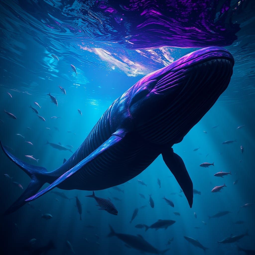 Horror Whale in Deep Sea: Dark Fantasy Art