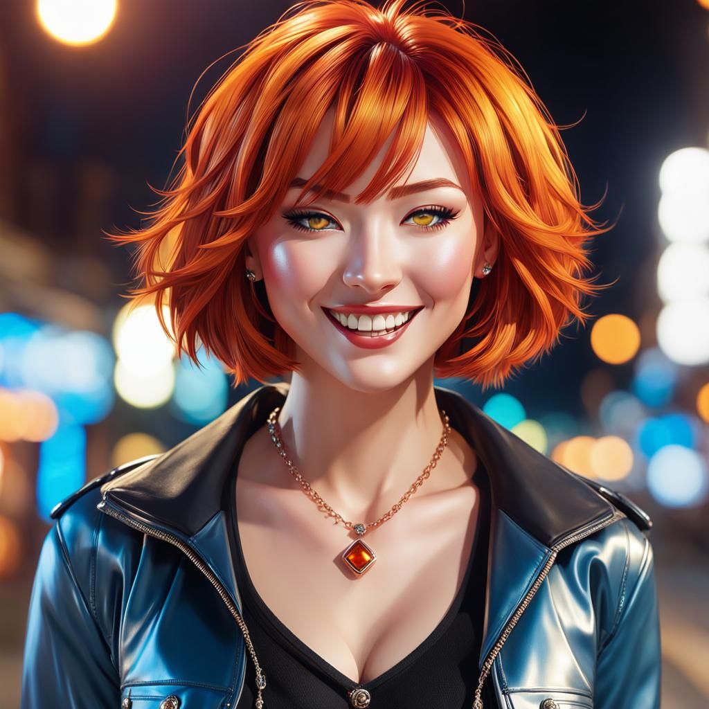 Smiling Girl Portrait in Art Nouveau Style