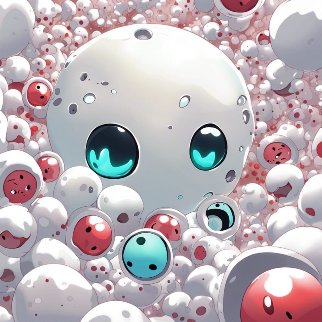 White Blood Cell Consumes Germ in Anime Style