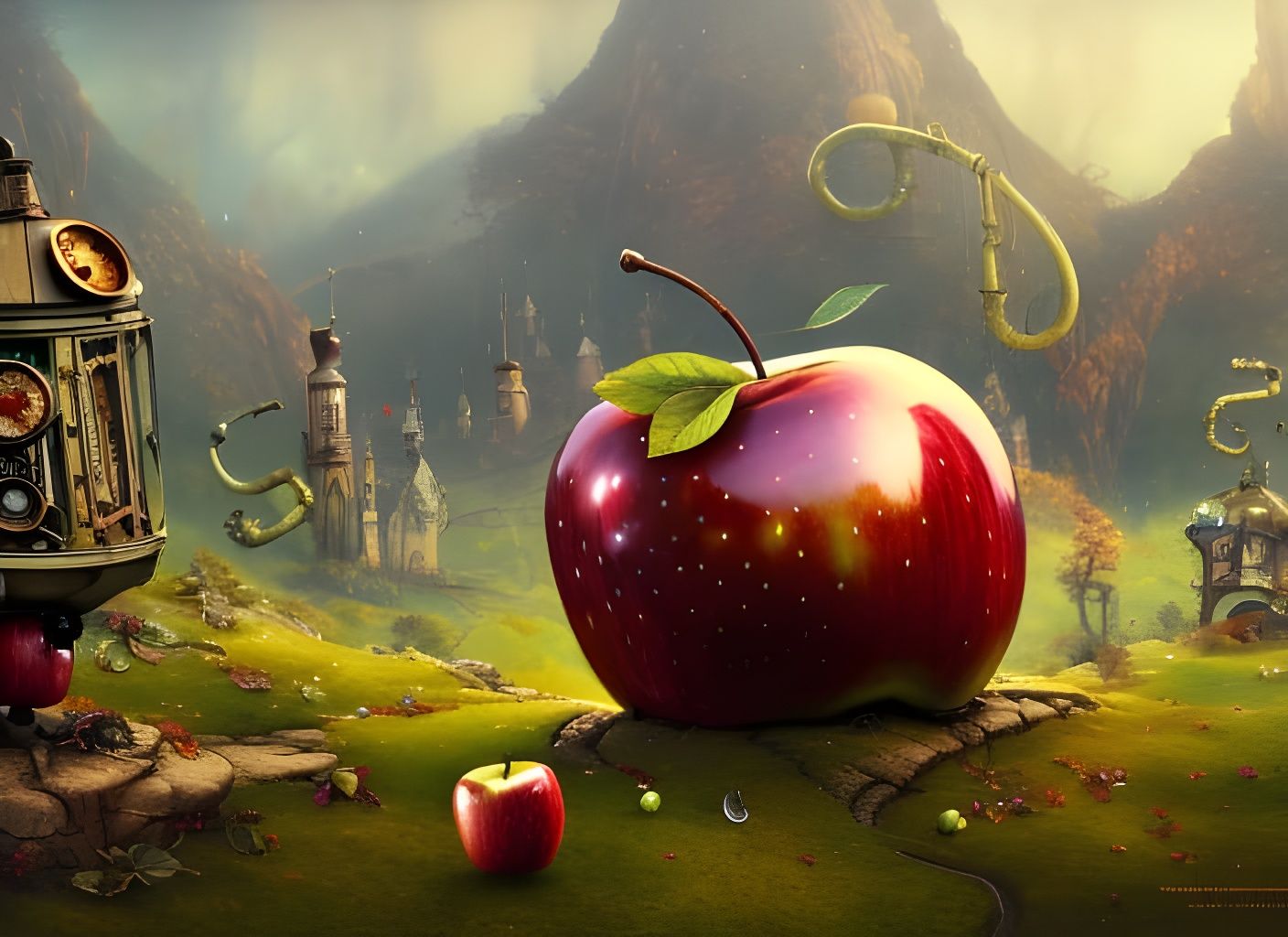 Steampunk Apple in Art Nouveau Style