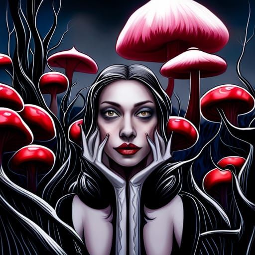 Gothic Princess in Eerie Victorian Rose Garden