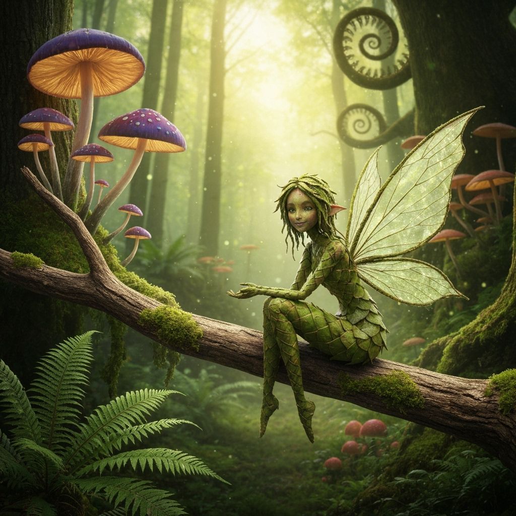 Leaf Fairy in Magical Forest Scene