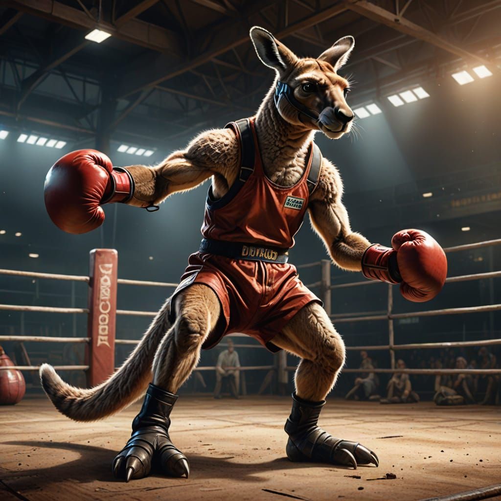 Kangaroo Boxer in Dramatic Cinematic Lighting